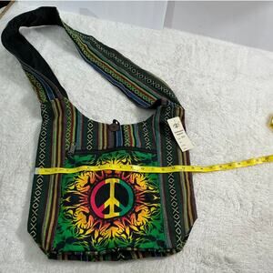 Kathmandu Imports Crossbody Hobo Bag New with Tag Woven Cotton Zip Pocket